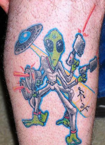 Shooting Alien Tattoo Design