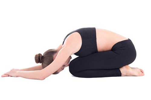 Postura de yoga balasana para un alto punto de ebullición
