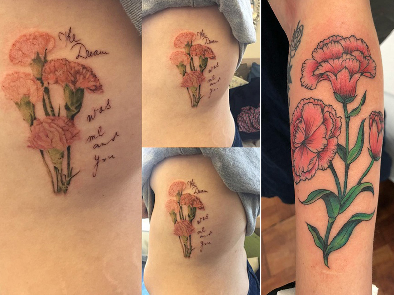 Disegno del tatuaggio del fiore del garofano