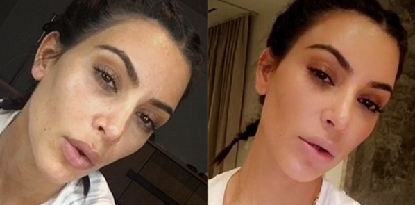 Kim Kardashian antes y después del maquillaje 1