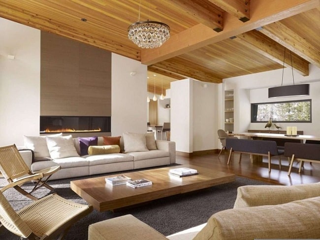 Diseños de techo de madera para sala de estar