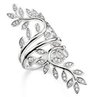 Anello d'argento a forma di foglia allargata per ragazze