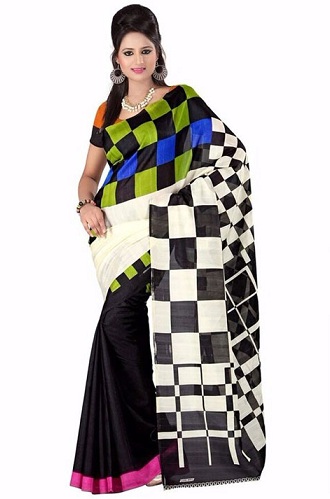 Sari Radhika negro y multicolor