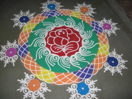 Diseños de Lord Ganesha Kolangal Rangoli