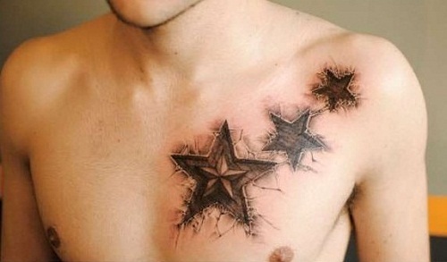 Disegno del tatuaggio 3D a tripla stella incorporata