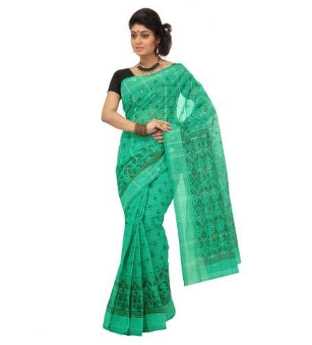 Saris Tant - Sari de algodón Tant 8 verde y crema