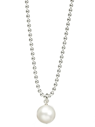Collar de cadena de plata con colgante de perlas