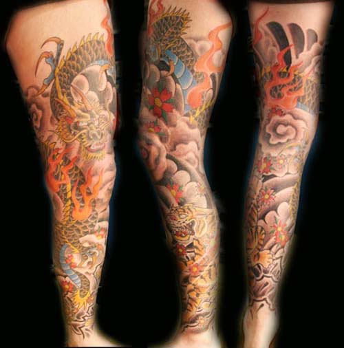 Disegni del tatuaggio della manica della gamba intera per le donne
