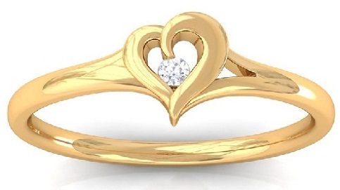 Anello d'oro con diamante con cuore per le donne