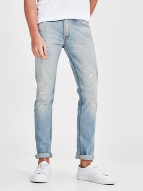 Jeans da uomo in denim sbiadito dal taglio dritto