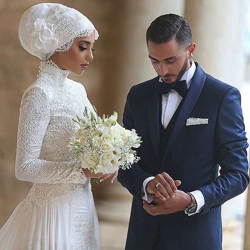Hijab da sposa ricamato