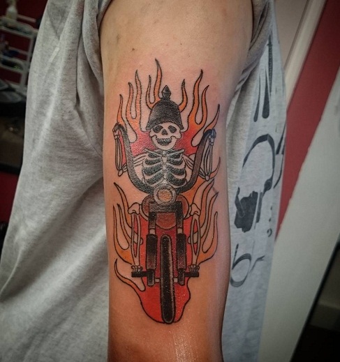 scheletro Biker Tattoo Design