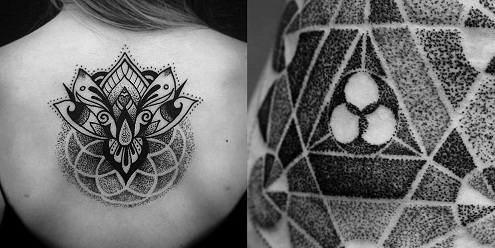 Intricato tatuaggio a puntini