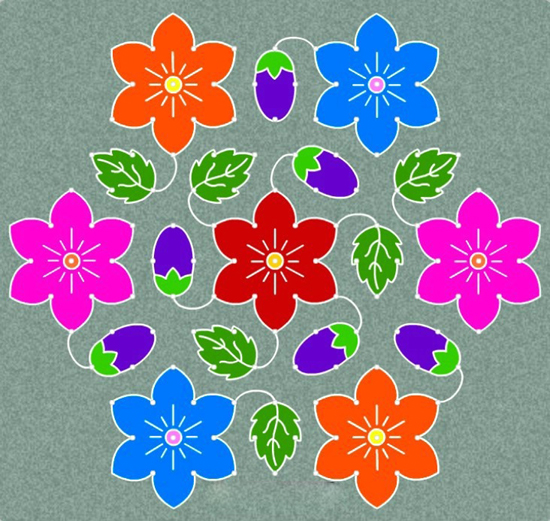 Rangoli Kolam con fiori