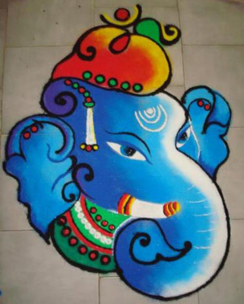 Diseño de Lord Ganesha Rangoli con tema