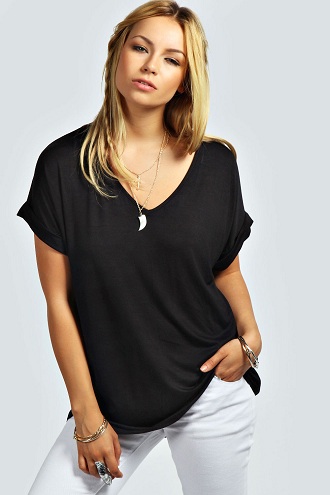 Camiseta oversize con cuello en V