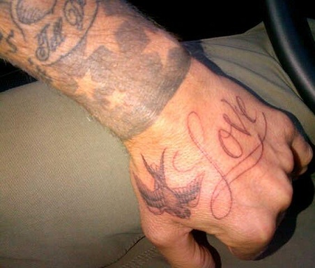 David Beckham Wrist Tattoo- Love and Birds
