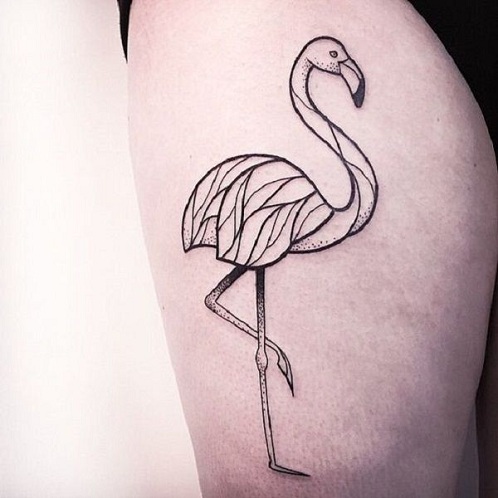 Flamingo Line Work Tattoo