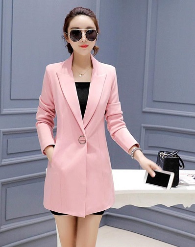 Blazer lungo rosa da donna