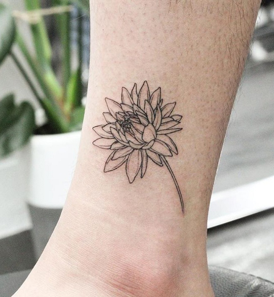 Tatuaggio semplice Dahlia in bianco e nero
