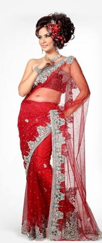 Diseño de blusa sari de red con hombros descubiertos