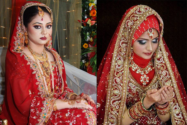 Trucco da sposa musulmano dell'India settentrionale