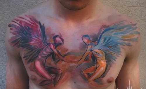 Tatuaje De Ancla De Pájaro De Ángel Diablo
