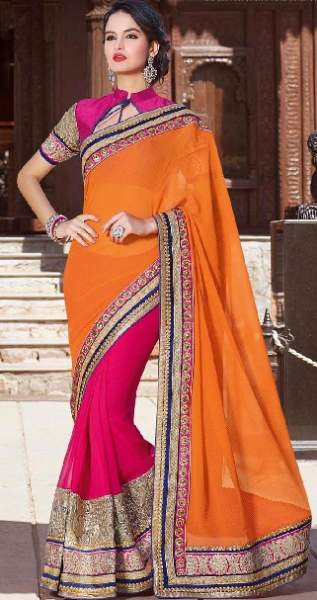 El sari naranja de moda para fiestas