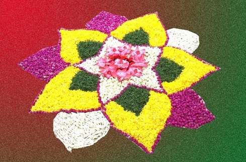 Diseño circular de flores Rangoli