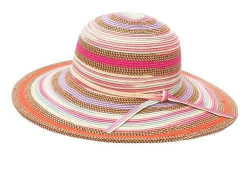 Sombrero de paja trenzado colorido para mujer