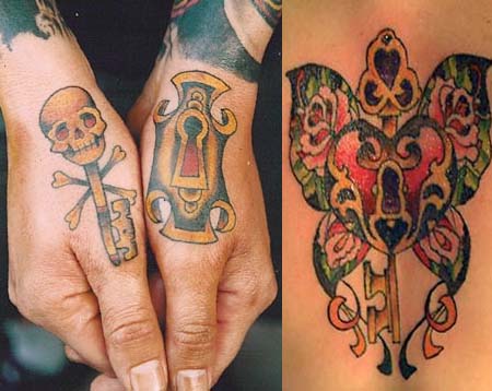 Tatuaggio vintage con serratura e chiave