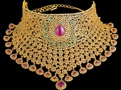 Gargantilla de oro y diamantes para sari