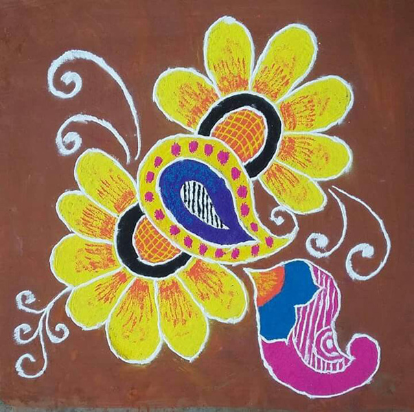 Diseño colorido de Rangoli para principiantes