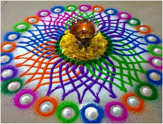 Diseños de Rainbow Rangoli para Diwali