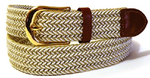 Cinturón de cuero cosido tejido de dos colores