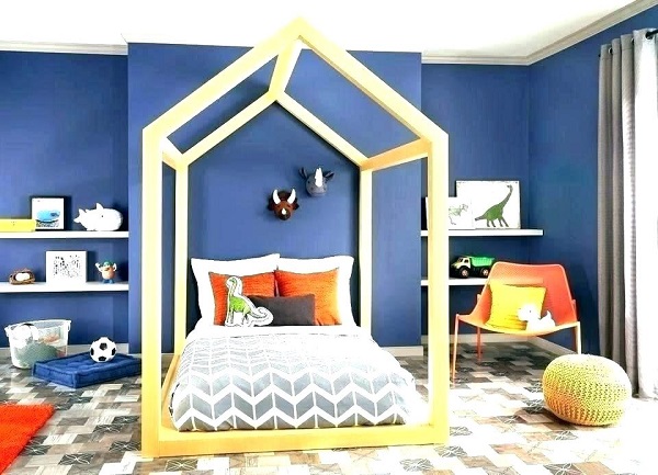 Diseño de color de dormitorio azul
