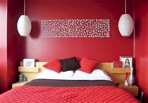 Diseño de color rojo para el dormitorio