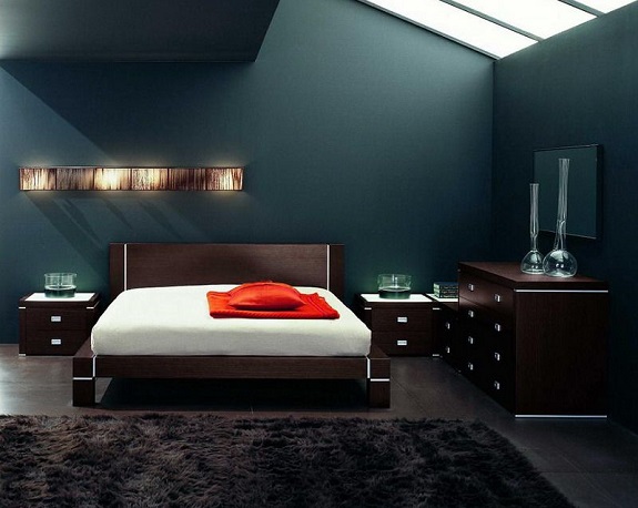 Design del colore della camera da letto degli uomini