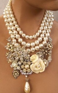 Collar de perlas de diamantes de imitación vintage para boda