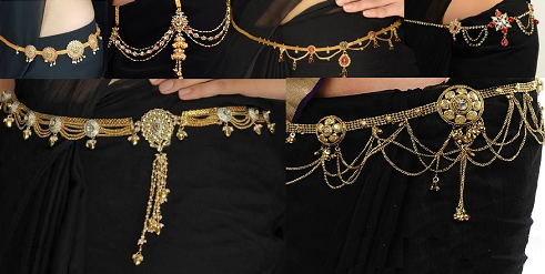 Hermosas cadenas de cintura de oro