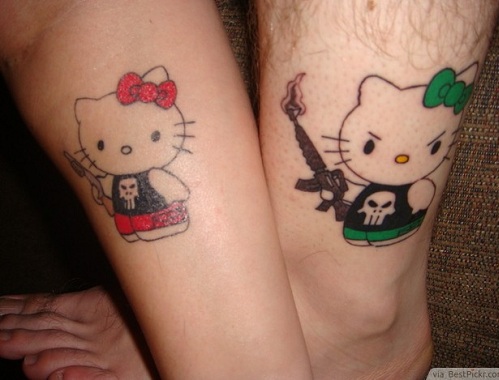 Tatuaggio coppia di gattini abbinati
