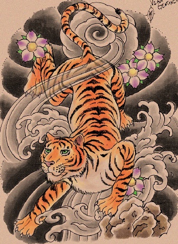 Diseño de tatuaje de animal tigre japonés