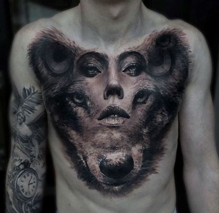 Diseño de tatuaje de perro diablo animal