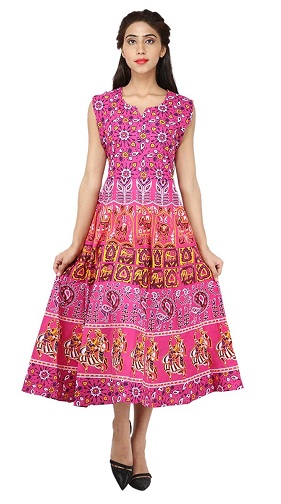 Vestido de algodón con estampado Jaipuri