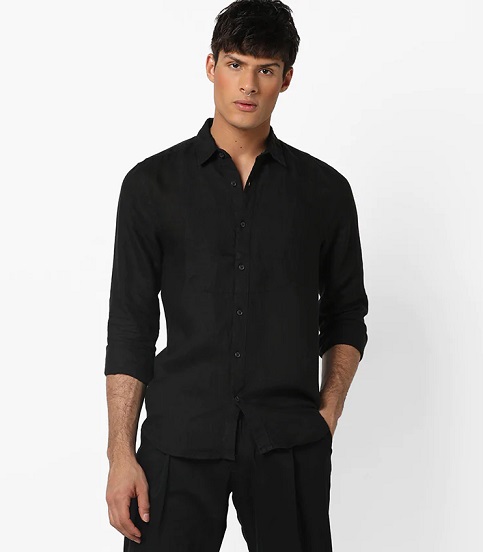 Camisa de lino negra para hombre