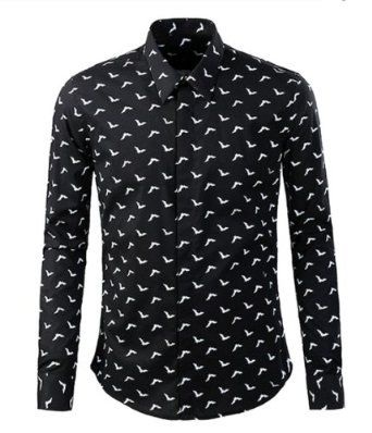 Camisa negra con estampado de pájaros