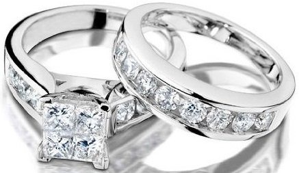 Pareja de anillos de boda de oro blanco