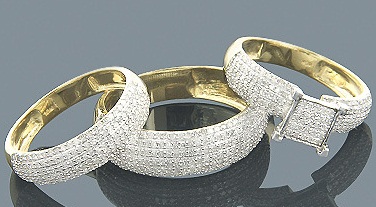 Anillos de matrimonio con micro pavé de diamantes en oro blanco