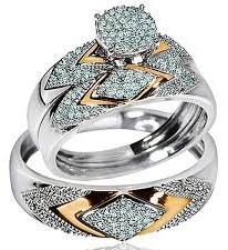 Set de anillos de boda de platino para hombre y mujer