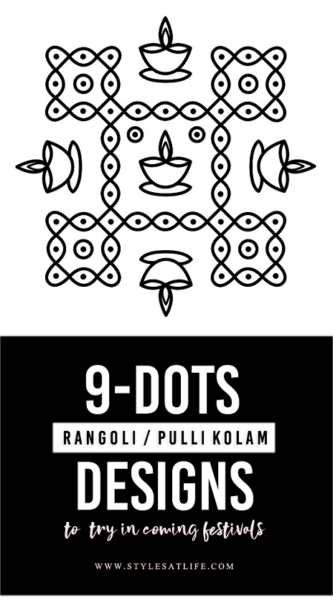 9 diseños de rangoli de puntos